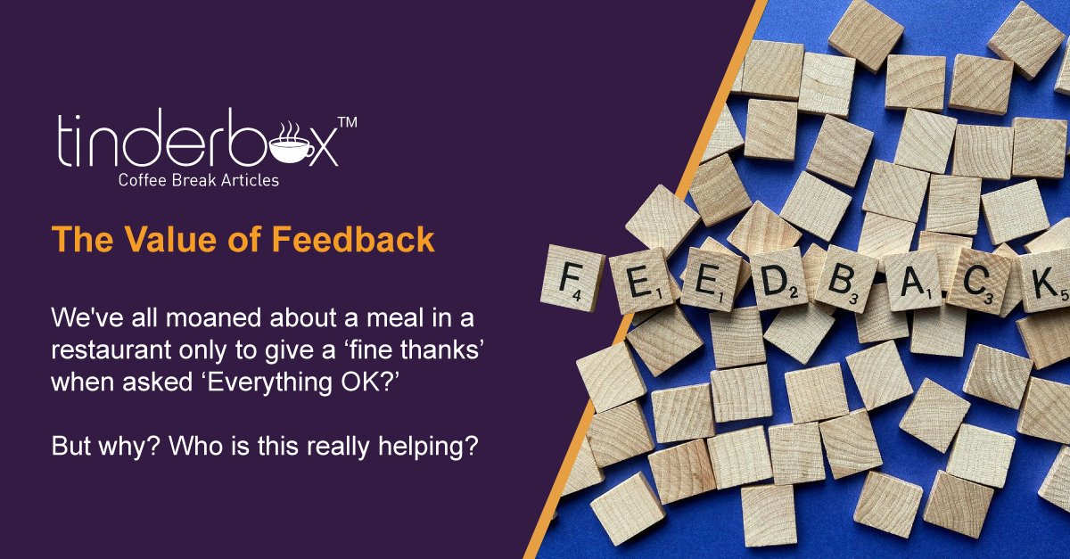 Time for another Coffee Break Article! Click the link below to learn about the value of feedback. tinderboxbusinessdevelopment.co.uk/the-value-of-f…

Do you want to be the first to receive these articles? Click the link below to sign up to our mailing list:
…inessdevelopment.us20.list-manage.com/subscribe?u=c8…