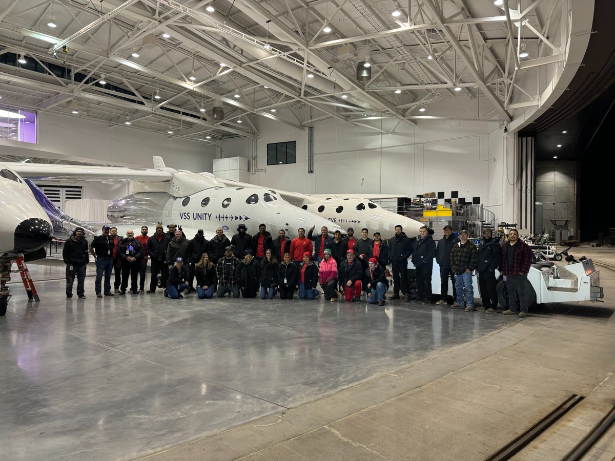 Update from the hangar: We are continuing preparations for today’s #Galactic05 research mission.

Take-off is scheduled for approximately 9:00am MDT. Stay tuned for live updates on X.