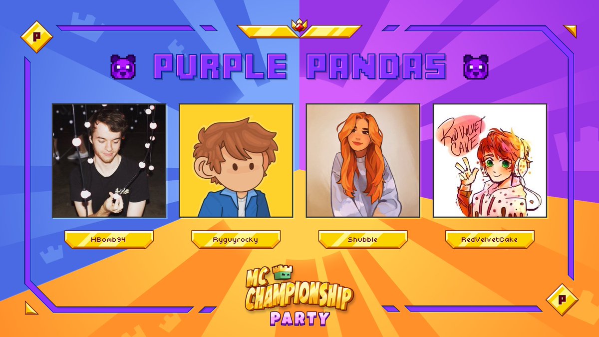 MC Championship (@mcchampionship_) on Twitter photo π Announcing team Purple Pandas π
<a href="/HBomb94/">HBomb94</a> <a href="/Ryguyrocky/">Ryguy π₯</a> <a href="/shelbygraces/">shubble βοΈπ</a> <a href="/VelvetIsCake/">Velvet</a>
Watch them in MCC on Saturday 11th November at 8pm GMT! π Announcing team Purple Pandas π
<a href="/HBomb94/">HBomb94</a> <a href="/Ryguyrocky/">Ryguy π₯</a> <a href="/shelbygraces/">shubble βοΈπ</a> <a href="/VelvetIsCake/">Velvet</a>
Watch them in MCC on Saturday 11th November at 8pm GMT!