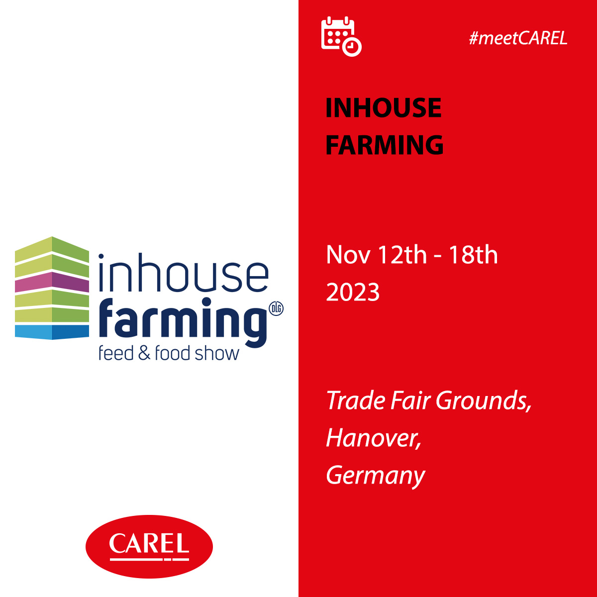 CAREL_group's tweet photo. Our colleagues from HygroMatik and Klingenburg, part of the #CARELgroup, will participate in #InhouseFarming.
Join them in Hanover, Germany, to discover our #HVACR and #humidification solutions for #agricultural and #FoodSystems.

Learn more: https://t.co/1NyKJZqsSJ

#meetCAREL https://t.co/26WVeSYBTB