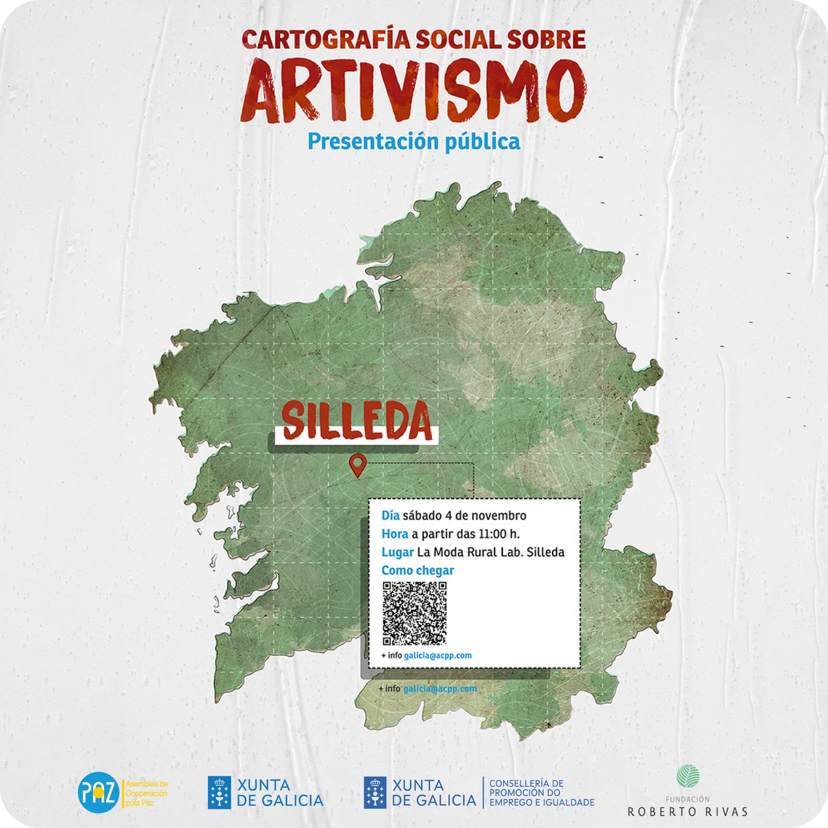 rr_fundacion's tweet image. 🕊️📣 O vindeiro sábado 4 de novembro, ás 11:00h, en #LaModaRuralLab, o noso espazo de innovación rural en #Silleda, a Asemblea de Cooperación pola Paz en #Galicia (ACPP) presentará a cartografía social sobre artivismos.

#Artivismo #Feminismo #ONGD #TransformaciónSocial