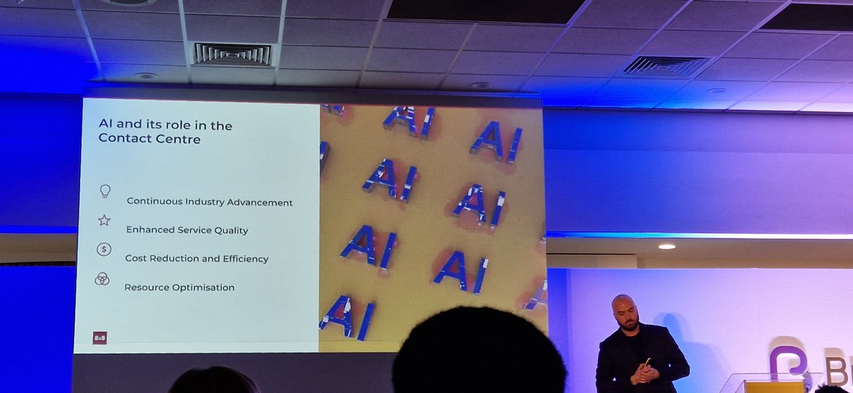 A comprehensive list of what #AI can do in #Contactcentre . From Chris Angus <a href="/8x8/">8x8</a> at Britannic Convergence Summit.