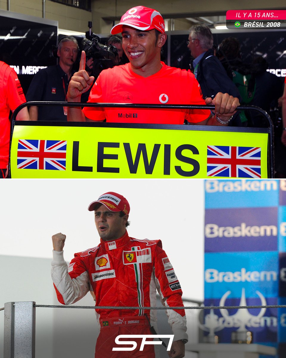 Dernier_Secteur's tweet photo. Il y a 15 ans jour pour jour... 🇧🇷🔙

Lewis Hamilton était sacré champion du monde pour la première fois après un final incroyable où Massa a cru être titré pendant quelques secondes 🏆🤯

Ferrari était par ailleurs sacré champion du monde constructeurs, ce qui reste encore aujourd'hui le dernier titre mondial remporté par la Scuderia !

#F1 #BrazilGP