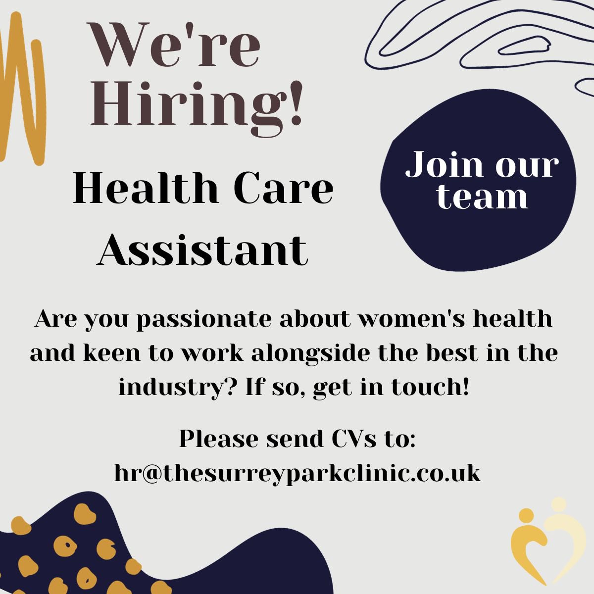 ⭐️We are hiring!

Are you a Health Care Assistant looking for your next challenge? Are you passionate about women's health and keen to work alongside the best in the industry? If so, get in touch!

See full job description: tinyurl.com/HCASPC 

#JoinOurTeam #SurreyParkClinic