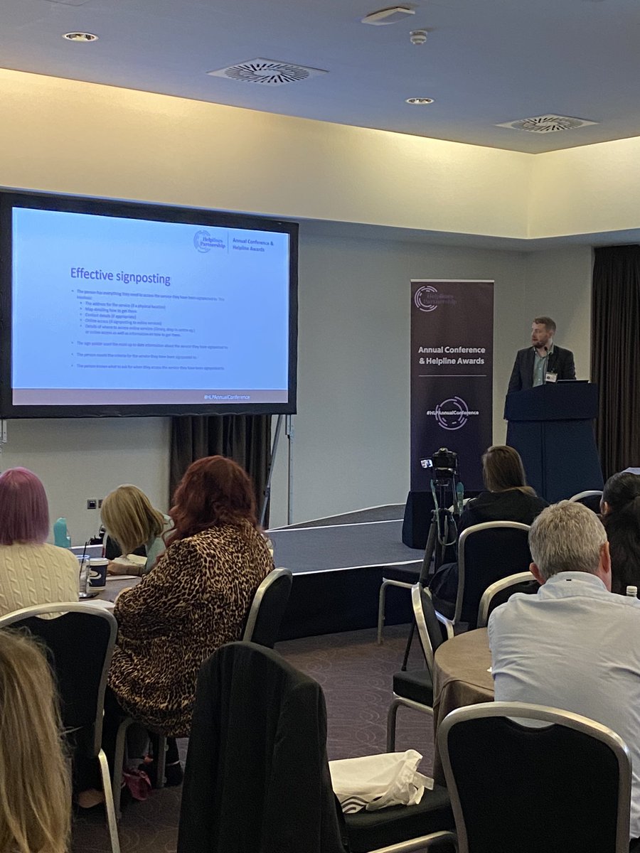 “We are drafting a set of standards to improve the way organisations sign post to helpline to ensure it is effective and as easy as possible for the person in need of support” #HLPAnnualconference @SamBromiley