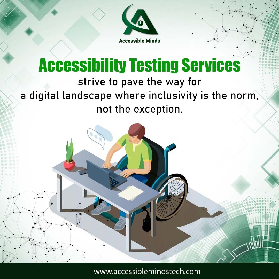 AccessibleMinds's tweet image. At #AccessibleMinds, we don&apos;t just offer #AccessibilityTestingServices; we offer a vision for a more #inclusivefuture. Our team of experts is dedicated to crafting tailored solutions that align perfectly with your unique digital assets, ensuring that they are #accessible.