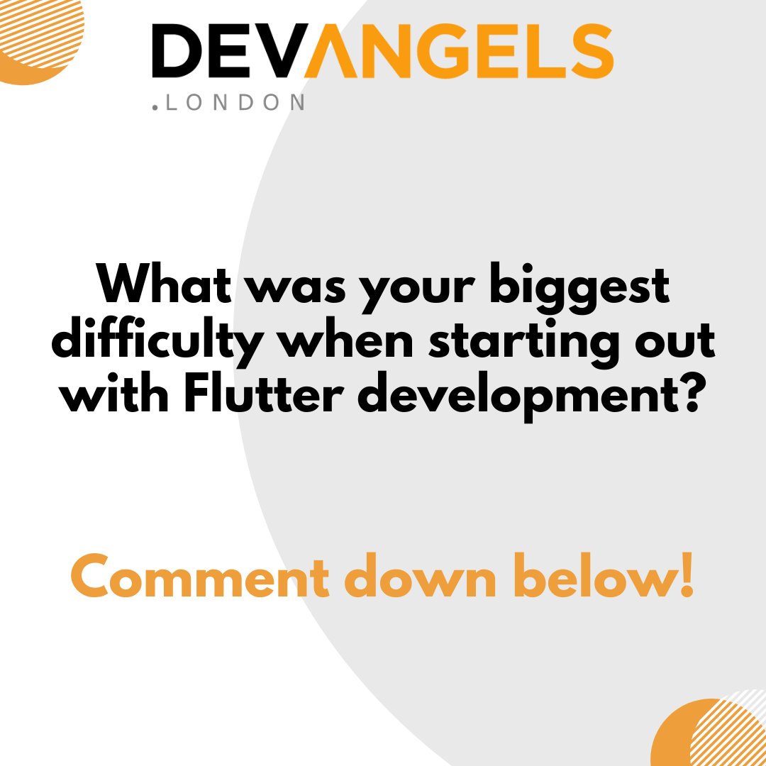 DevAngelsLtd's tweet image. We&apos;d like to hear from our followers.

Regardless of your current level in Flutter development, what was your biggest difficulty in the early stages? Comment below!

#flutterexpert #appdevexpert #appdev #flutter #flutterdev #dart #mobileapp #mobileappdev