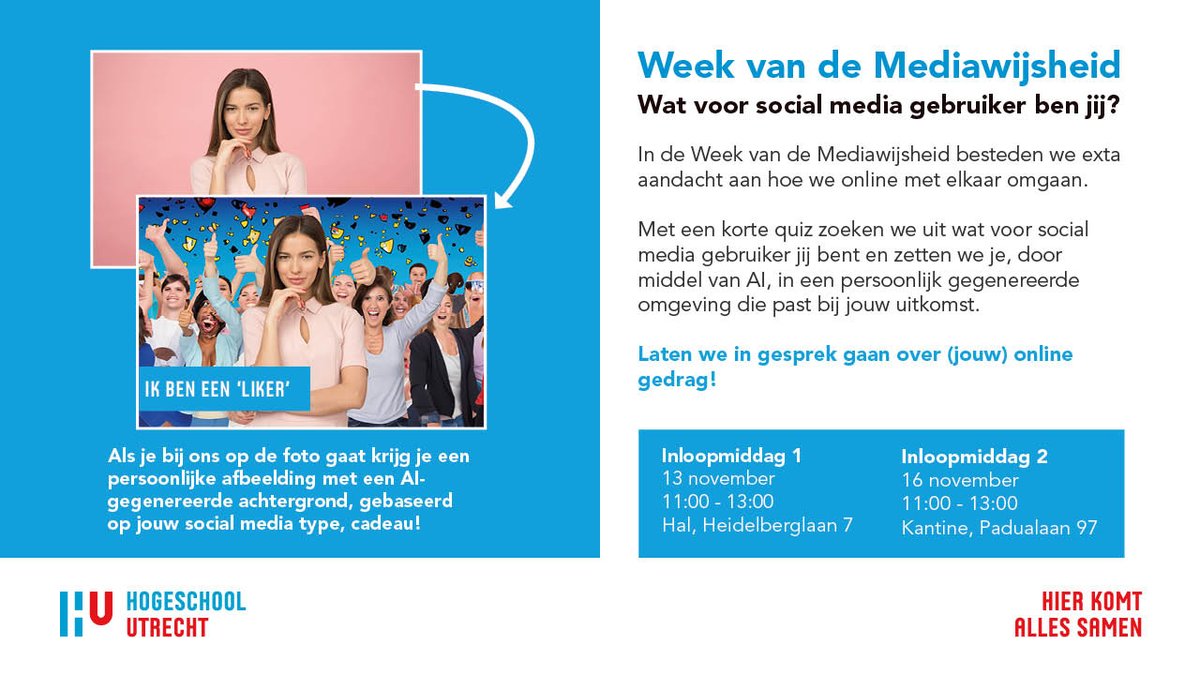 Van 10 t/m 17 november besteden we extra aandacht aan hoe we met elkaar omgaan online. Bewaak ook jouw grenzen en maak van de online wereld een fijne plek. Meer info: bibliotheek.hu.nl/ontdek-jouw-di…