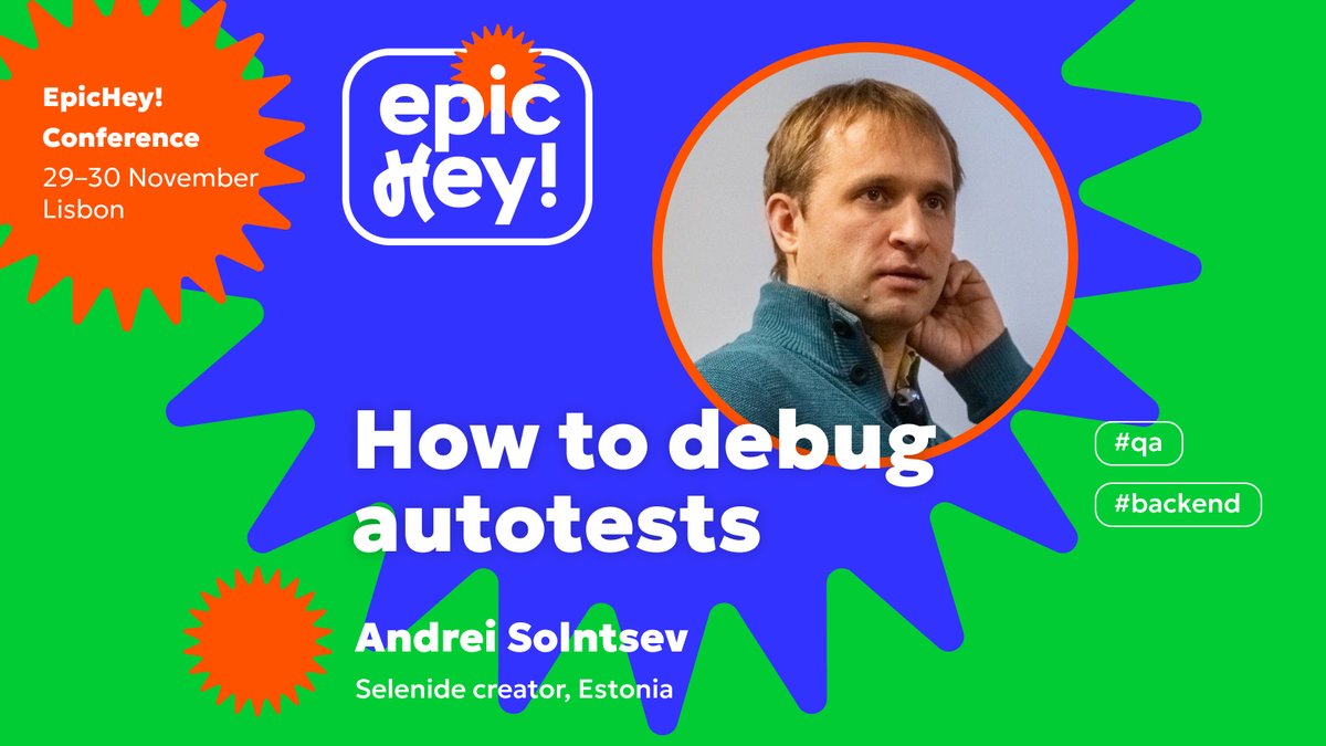 Hey 👋 Andrei Solntsev with his talk about how to debug typical problems related to Java dependencies, breakpoints, freezes, logs, deadlocks, WebDriver, and more. 

Join us! Registration is open 🥨 @epicheyconf 
#developers #developer #itconference