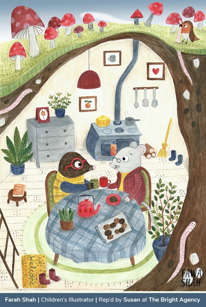 FawaShah's tweet image. Hi #KidLitArtPostcard day! I'm Farah, a children's illustrator from the UK. I love creating cute illustrations and love having a good old natter over a pot of tea! Available for NEW projects! #kidlitart
💼fawashah.co.uk 
🖌️instagram.com/fawashah 
📷Rep'd by @sus__penny