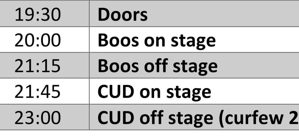 Stage times for Bristol Fleece tonight. See you later! @theboo_radleys