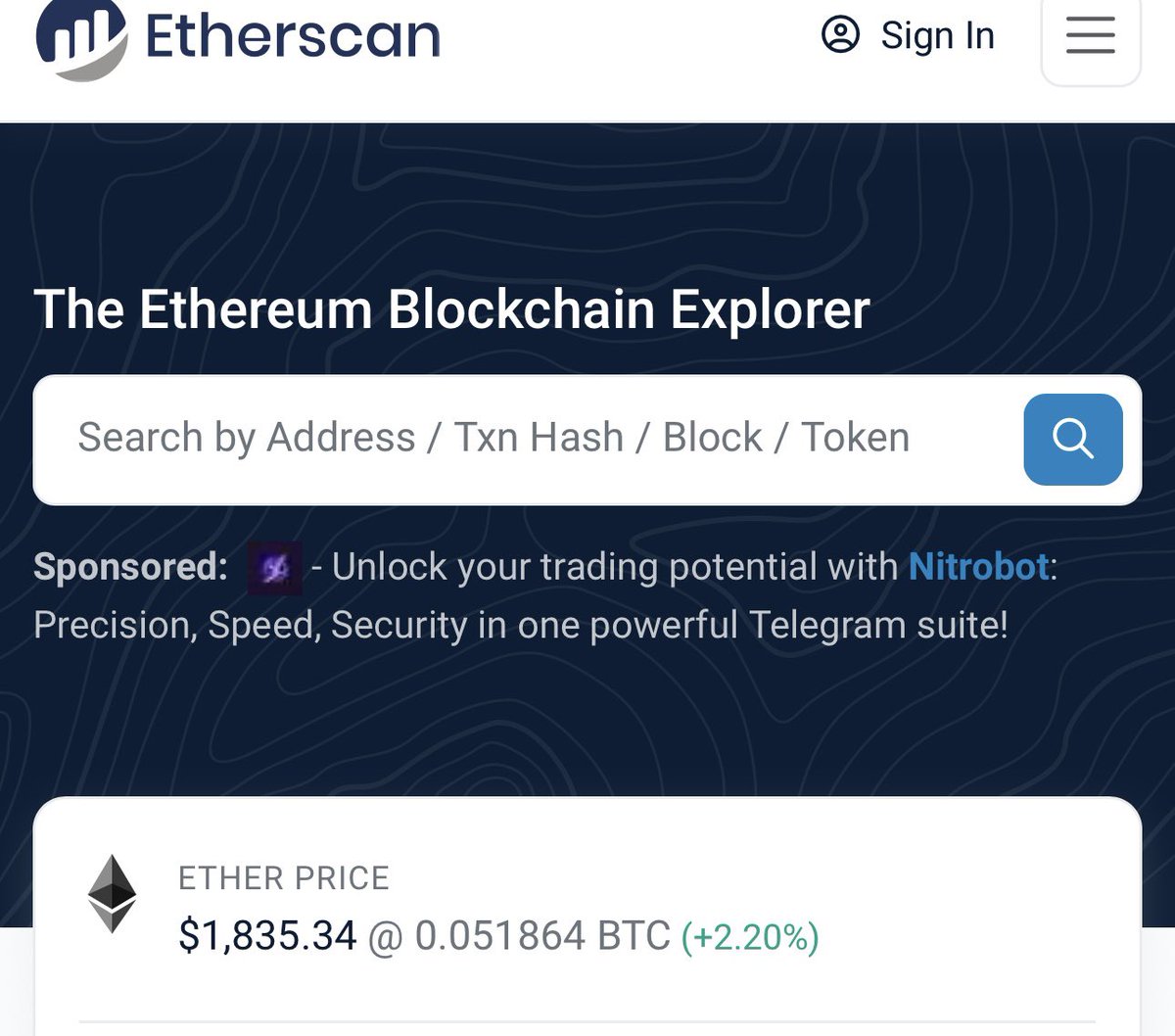 #NitroBots Ads on #Etherscan are now activated and available for the eyes of millions of visitors 👀

Keep your eye out and let us know if you spot them 🔥

This is just the beginning 🔥 $NITRO #NITRO