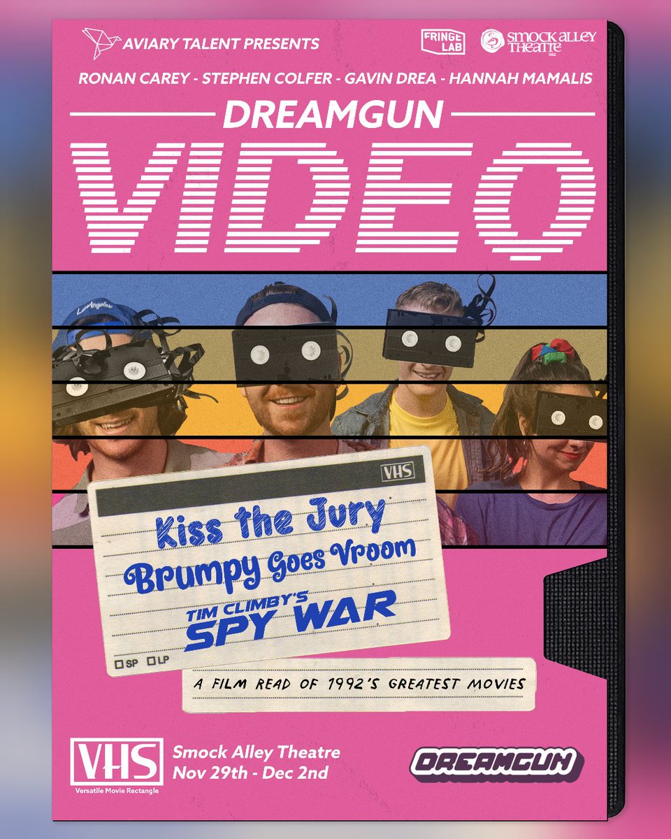 Announcing Dreamgun Video! A film read of 1992's greatest movies. Smock Alley Theatre Nov 29th - Dec 2nd. Tickets at: smockalley.com/dreamgun-video/
Brumpy Goes Vroom, Kiss the Jury and Tim Climby's Spy War. A triple feature film read of the greatest year in cinema : 1992