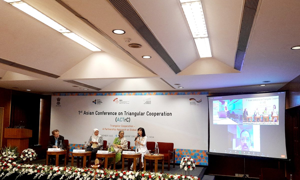 susheco's tweet photo. At the #ACTrC, Session 3 on #building inclusive futures: empowerment of women and youths was moderated by Ulrich Muller, Advisor,GIZ. Sheela Bhide, Novi Yanti, Neni Marlina and Thi Minh Thuy Nguyen were the speakers. 
@RIS_NewDelhi @Sachin_Chat
@gpi_tri @giz_india https://t.co/Wy5Q6LyhOq