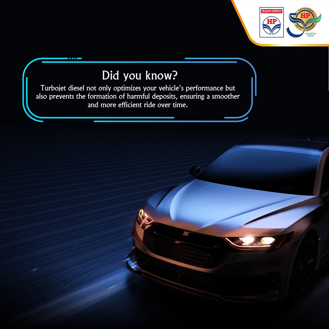 HPCL's tweet photo. Unleash the real power of performance with TurboJet. Say goodbye to engine deposits and hello to peak performance! Our specially formulated solution not only removes existing deposits but also prevents new ones, ensuring your vehicle's engine is always at its best. While it may take a tank or two to see the magic, consistent use of TurboJet* guarantees improved performance on every journey.

#HPCL #HPtowardsgoldenhorizon #Turbojet