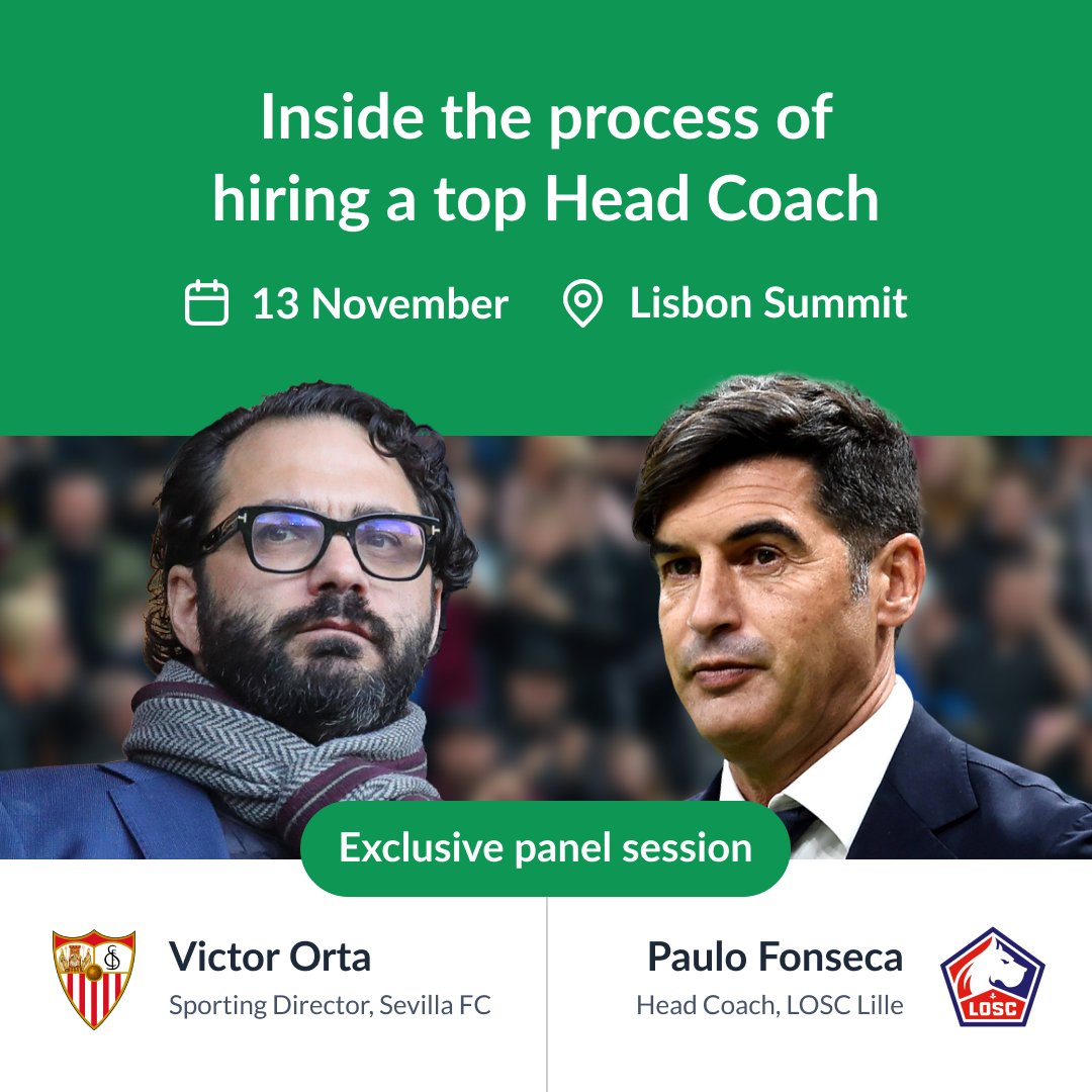 Exclusive panel discussion confirmed: Inside the recruitment process of an elite-level Head Coach 🗣🇵🇹 👔 Victor Orta, @SevillaFC ⚽ @PFonsecaCoach, @losclive 🎤 @PedroPintoComms #TransferRoomSummit #SevillaFC #LOSC