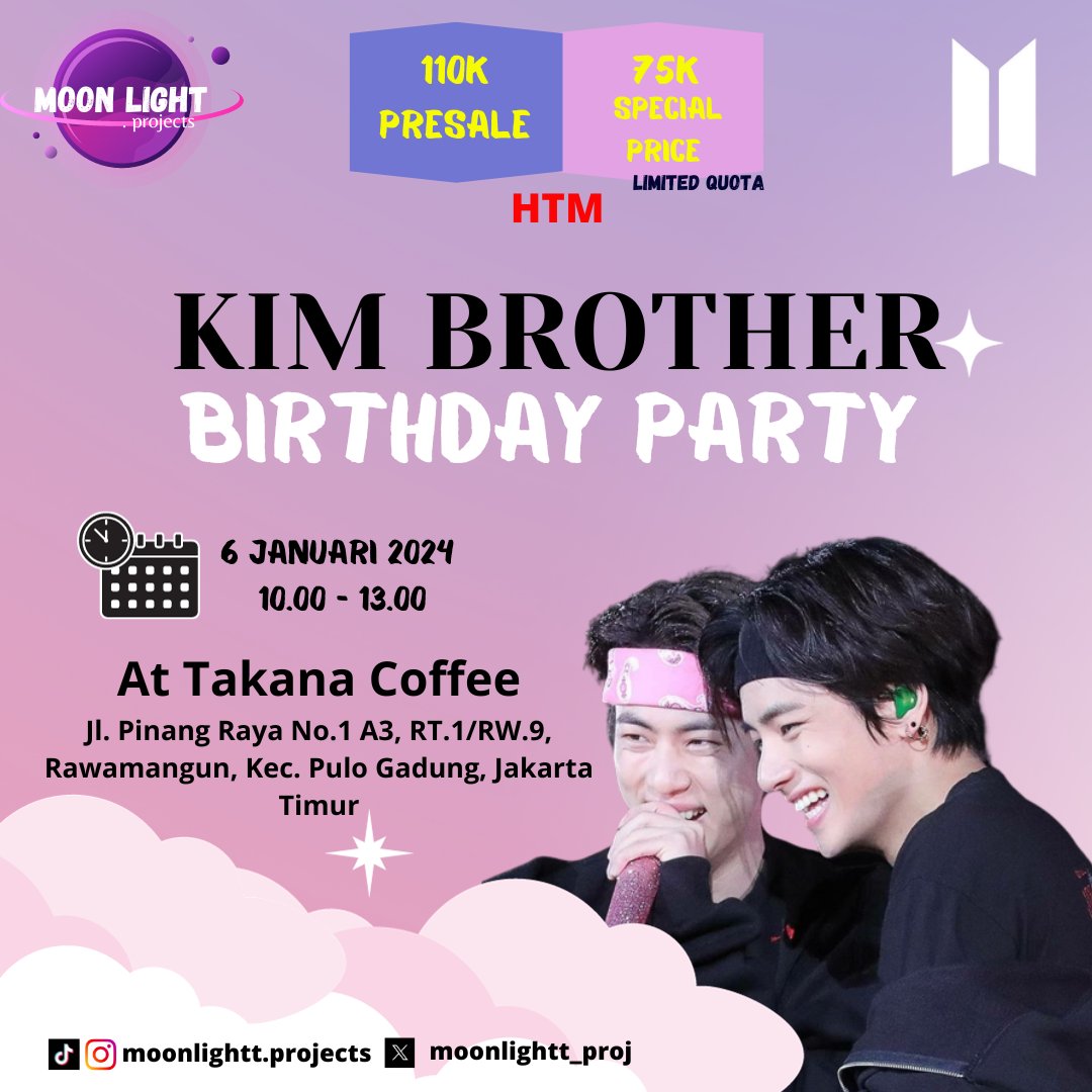 moonlightt_proj's tweet photo. Amyyy !! Buat kalian yang mau
Sih mau ikut party kita tp belom punya tiketnya, mending buruan deh

Pukul 20.00 tiket sudah bisa di beli disini ya ↓↓
https://t.co/6A61FcQzpQ

#seokjin #taehyung #v #army #bts #armyprojects #kimbrother #moonlight #birthdayparty https://t.co/wnGwUrWN90