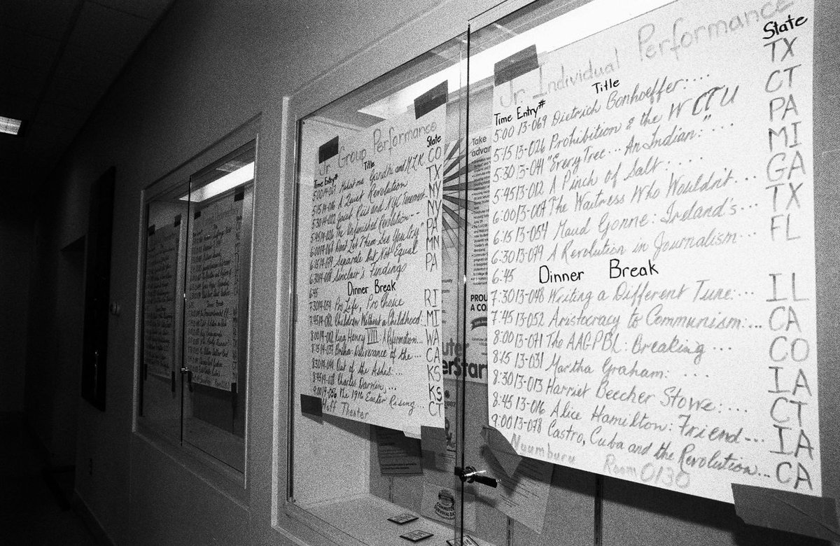 NationalHistory's tweet photo. Check out this #TBT from #NHD2002 - these are the posters used to announce the Junior Individual and Group Performance National Contest finalists. It's much quicker these days with our digital finalist lists! https://t.co/ZadEbydLqM