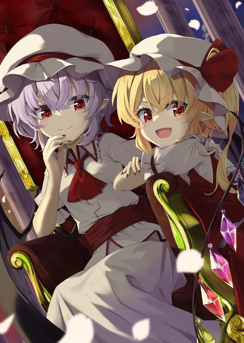 今月開催の秋季例大祭10の献血ポスターイラストとして描かせて頂きましたレミフラです!献血にご協力頂けるとポスターがもらえるとのことです!#例大祭 #東方Projiect 