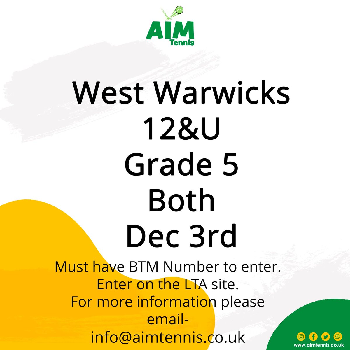 Take a look at our 12U event <a href="/westwarwicks/">West Warwickshire Sports Complex</a>
#tennis #tournament #tennis2023