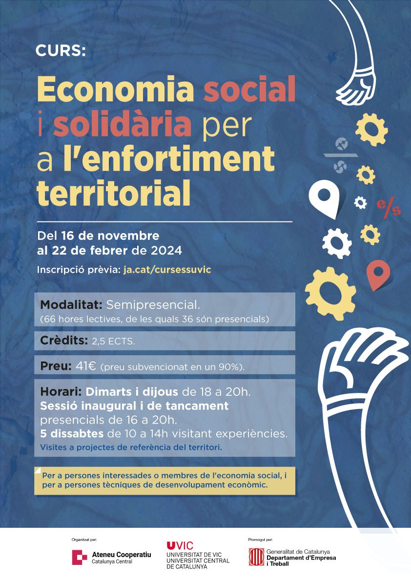 CoopCatCentral's tweet photo. ‼️Inscriu-te a la formació semipresencial #cursESS, que comença el 16 de novembre. Les classes seran els dimarts i dijous de 18 a 20h. També hi haurà 5 visites a projectes d'economia social i solidària del territori
ℹ️ Per més informació i matrícula: https://t.co/tB1Rfv86w3 https://t.co/mMXc0rKPPE