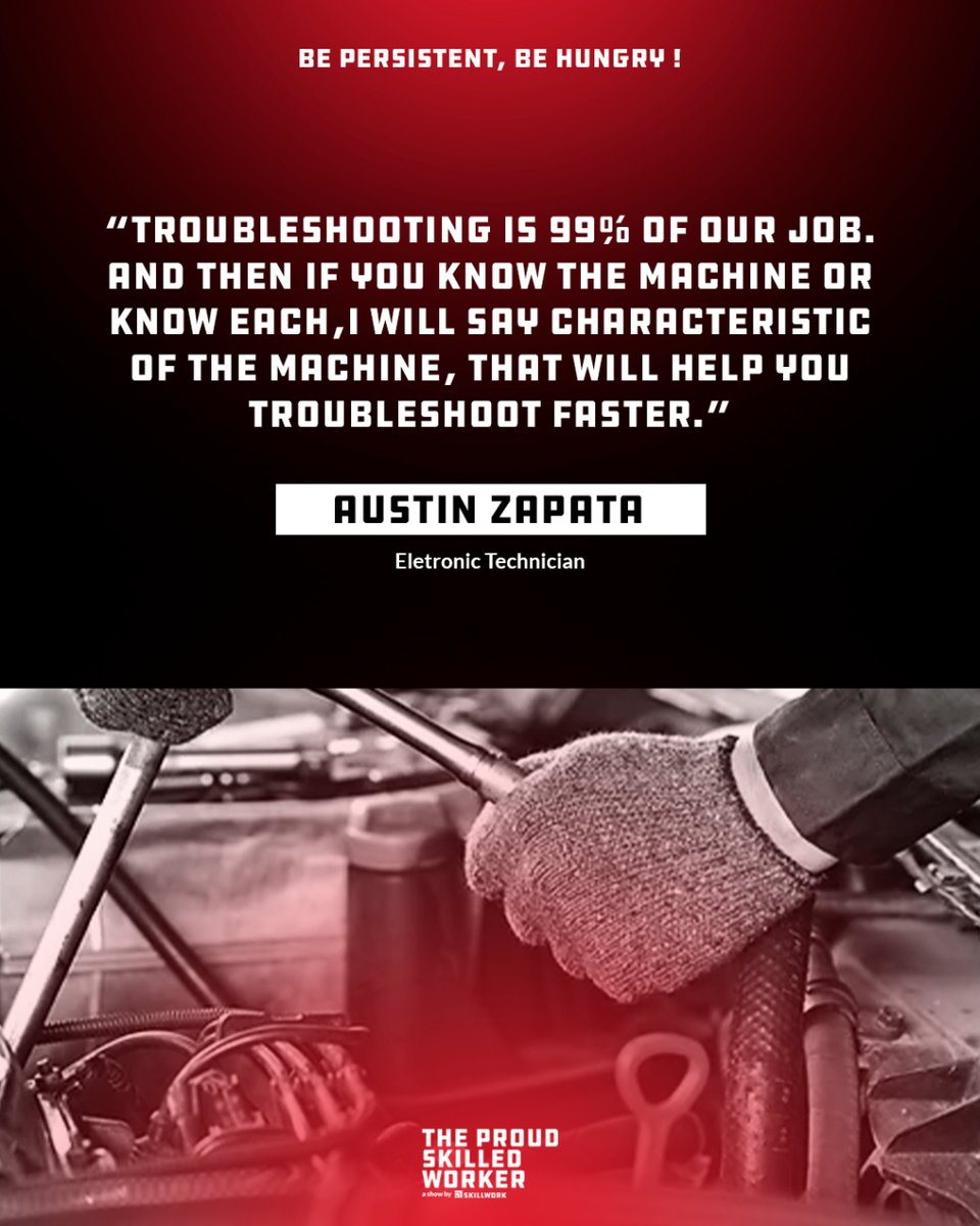 SkillworkCo's tweet image. Troubleshooting is 99% of the job. 💡 Austin Zapata shares his insights on mastering the art of troubleshooting. Check out the full episode on YouTube. #ElectricTechnician #Troubleshooting #Skillwork 🎥