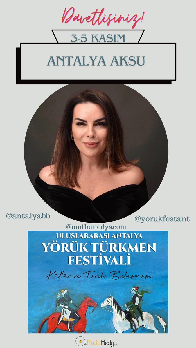 Sevgili Seren Fosforoğlu Antalya Uluslararası Yoruk Türkmen Festivalinde sevenleri ile buluşacak ve yörük kültürünü dijital dünyadaki tüm takipçileri ile paylaşacak.. 3-4 Kasım tarihlerinde sizi de bekliyoruz <a href="/serenfosforoglu/">Seren Fosforoğlu</a> 🤍