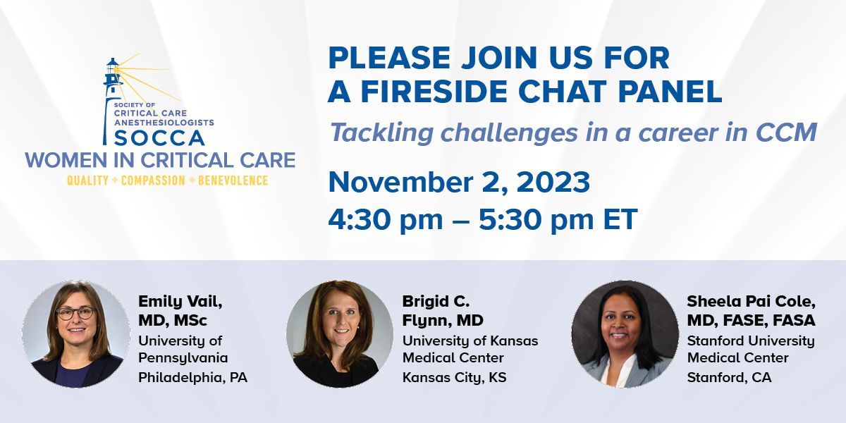 Will we see you this afternoon at 4:30pm ET? @emilyvailmd @SheelaPaiCole & Dr. Brigid Flynn will discuss “Tackling Challenges in a Career in Critical Care Medicine” | Register: buff.ly/3PYvYNs @shahlasi @MayHuaMD @madihasyed85 @KU_CCM @stanfordanes @PennMedicine