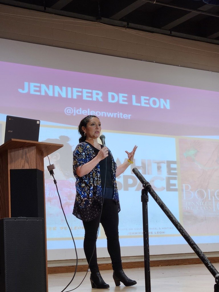 Jen Deleon @jdeleonwriter, book author and writer presented at both BMS & JMS on her book- 'Don't Ask me Where I'm From'. Some of our grade 8 students read her book for ELA! Students engaged in great dialogue and were able to ask questions to the Author.