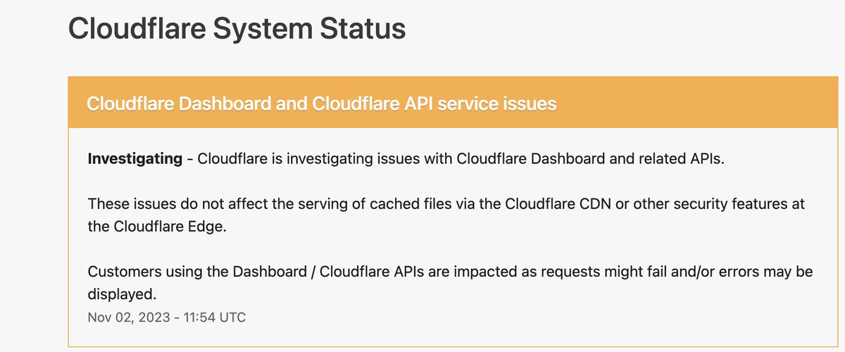tompahoward's tweet photo. Well that's unexpected #cloudflare #outage https://t.co/weJ6iagB3N