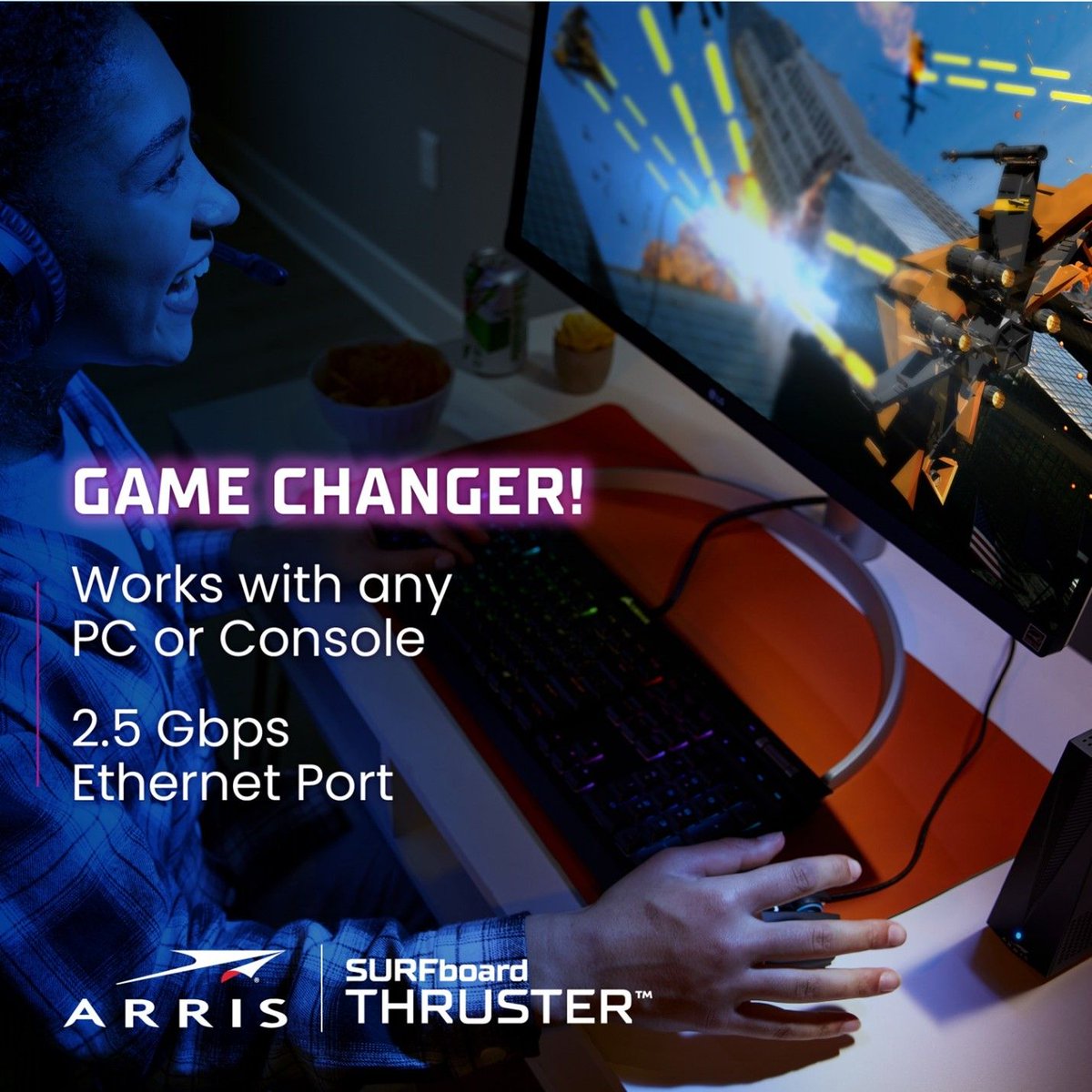 Level up your gaming experience with the W6B SURFboard Thruster Gaming Acceleration Kit! surfboard.com/products/netwo…