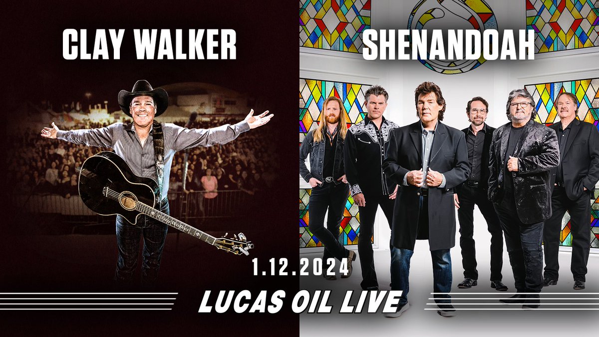 WinStar World Casino and Resort (@winstarworld) on Twitter photo Rumor has it that you won't want to miss <a href="/ClayWalker/">Clay Walker</a> and <a href="/Shenandoahband/">Shenandoah</a> at #LucasOilLive on Jan. 12. Tickets are on sale now: bit.ly/3QPUGQF Rumor has it that you won't want to miss <a href="/ClayWalker/">Clay Walker</a> and <a href="/Shenandoahband/">Shenandoah</a> at #LucasOilLive on Jan. 12. Tickets are on sale now: bit.ly/3QPUGQF