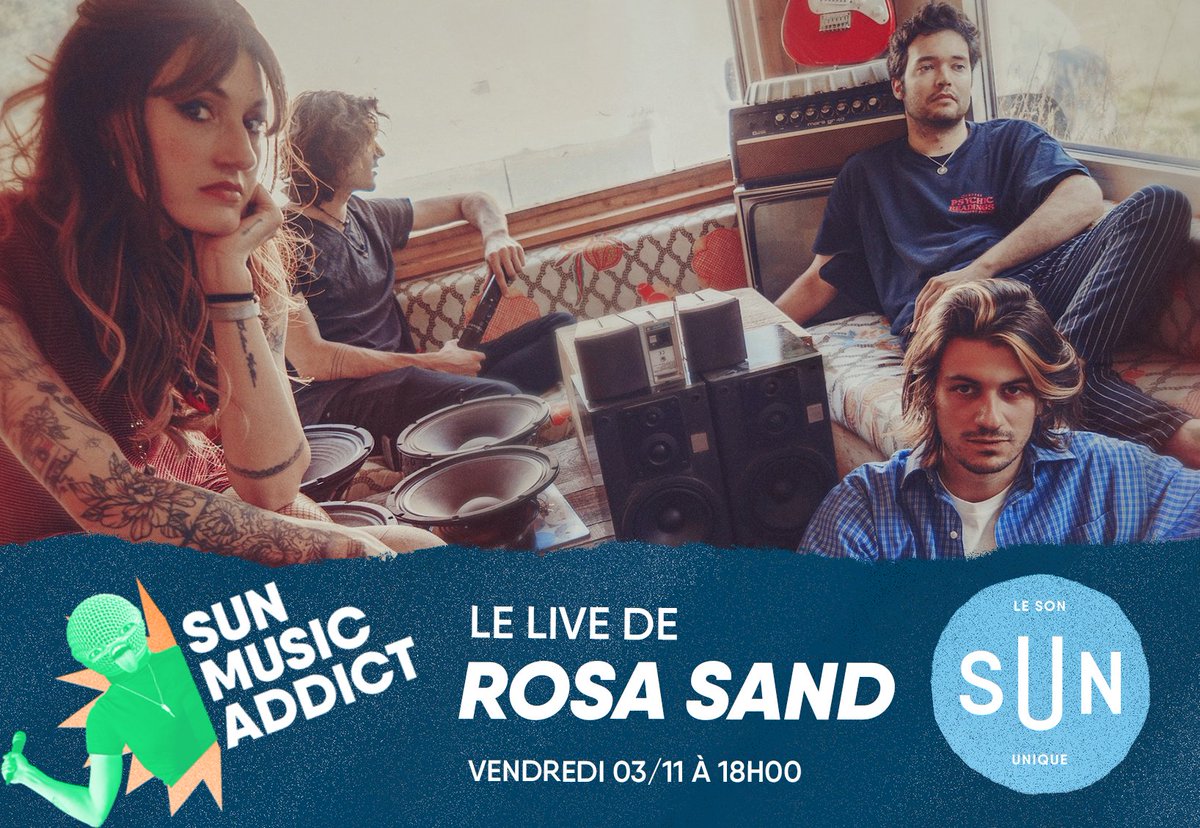LeSonUnique's tweet image. Du rock et de la pop lumineuse vendredi soir dans le SUN Music Addict ! 
On reçoit ROSA SAND pour une performance pleine de sensibilité.
Demain ça promet d’être puissant…

 👉RDV vendredi 03/11 à 18h00 sur SUN🎶
#ROSASAND #Live #SUNMusicAddict
