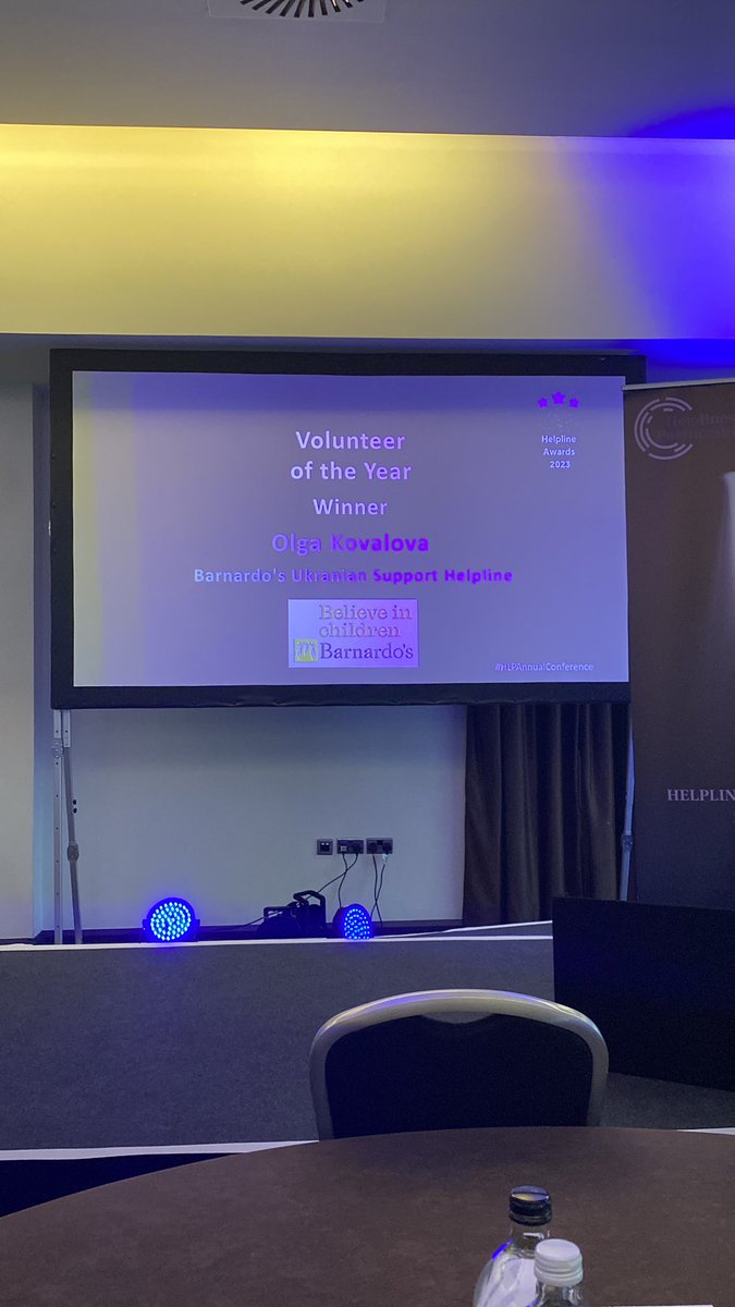 Congratulations to Olga from @barnardos Ukrainian Support Helpline for winning the volunteer of the year award. “Her commitment is apprentice in how she goes above and beyond each day to support people”