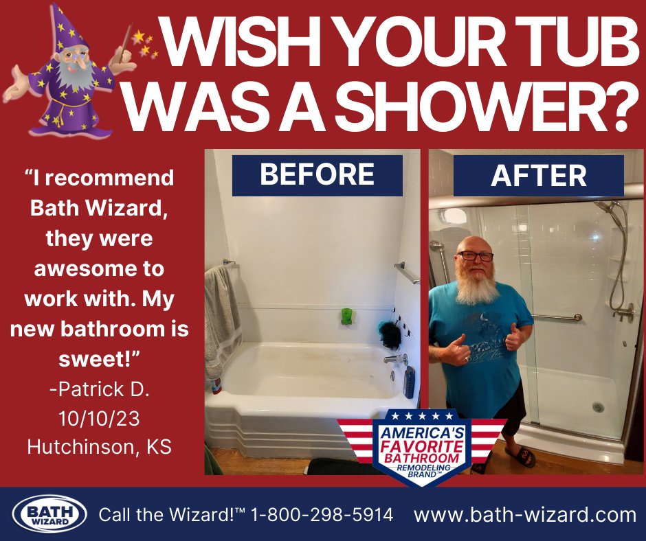 bath_wizard's tweet photo. Wish your Tub was a Shower? 🛁➡️🚿

Tired of your bathtub? 😣

Don’t wait. Call The Wizard!™ 1-800-298-5914

Builder-Grade bathtubs are made of cheap and porous materials that are hard to clean. 🙁
#TubToShower #BathroomRemodel #HomeImprovement #BathWizard #WizardWarranty https://t.co/ksSfRy7qau