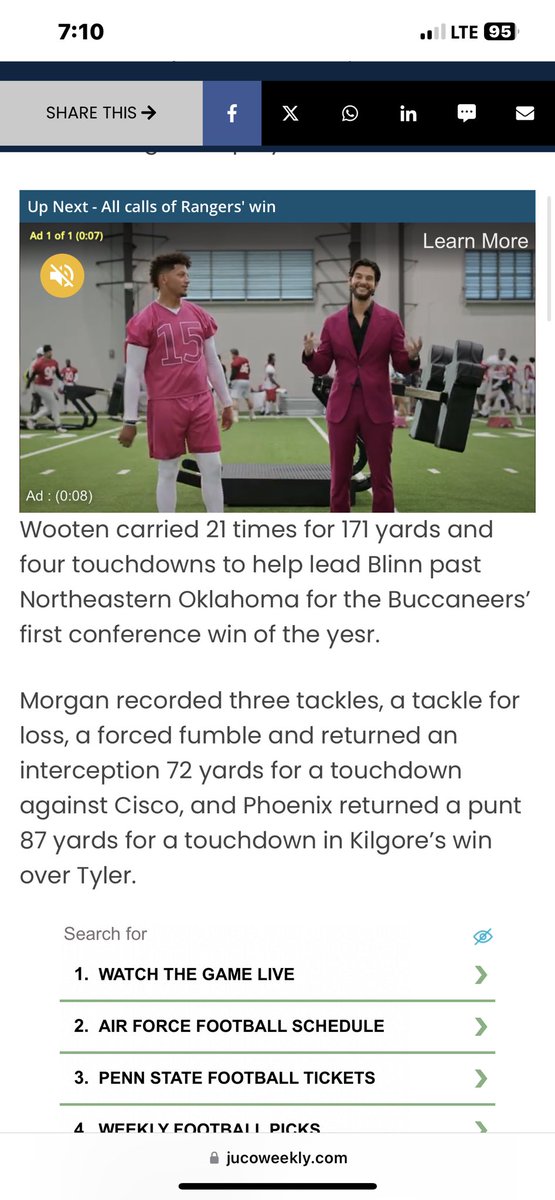 JUCO SWJCFC Defense player of the week
3-Tackles 
1-TFL
1-FF
1-INT
1-TD