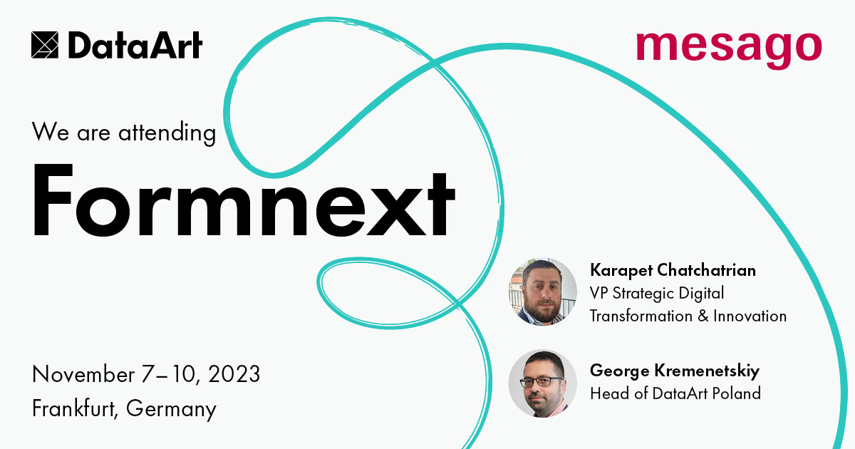 Connect with our expert team at @formnext_expo in Frankfurt, Germany, on November 7-10. Explore how additive manufacturing techniques are revolutionizing the industry, from prototyping to end-product creation. 🔖 #DataArt #Formnext2023 #AdvancedManufacturing #3DInnovation