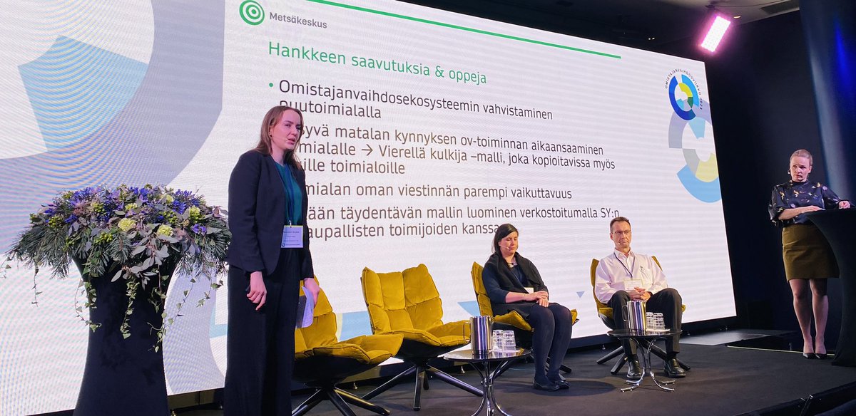 Seuraavaksi saamme katsauksen 
valtakunnallisesti omistajanvaihdoksia vauhdittavista hankkeista! 

OKAPUU-hanke on suunnattu nimenomaan puutuotealalle, MOP-hanke maaseutuyrityksille 
ja VALO-hankkeessa kyse mm. digitaalisen palvelualusta kehittämisestä.
👇
ov-foorumi.fi/omistajanvaihd…