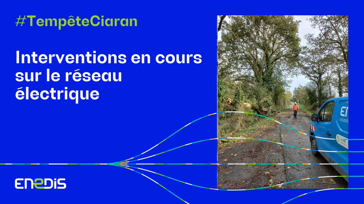 #TempêteCiaran💨980 000 de clients sont actuellement privés d'électricité, répartis sur le Nord-Ouest du Pays. La situation évolue en permanence et nos équipes sont mobilisées pour résoudre les incidents sur le réseau électrique en fonction des conditions #ServicePublic #Ciaran