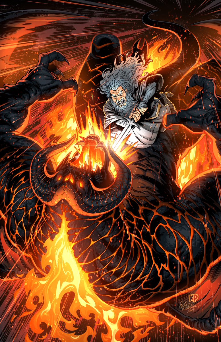 kyleP_Art's tweet photo. Annndddd…done! Lord of the Rings fan art complete, hope you guys dig it! 😊#lordotherings #balrog #gandalf #middleearth #fanart #procreate #drawing #art #artwork #digitalart #illustration #kylepetchockart #keeppersevering https://t.co/2UXQEf5F3d