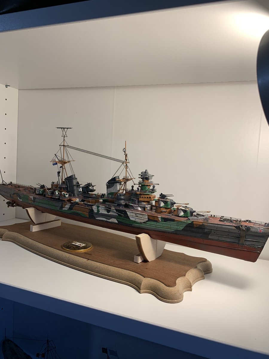 CptDallas202's tweet photo. @DramaWarship Here is my 1/350 scale model of ww2 Soviet cruiser Molotov. Made from scratch pretty much. You can’t purchase her in kit format. https://t.co/oJ6FgFx48w