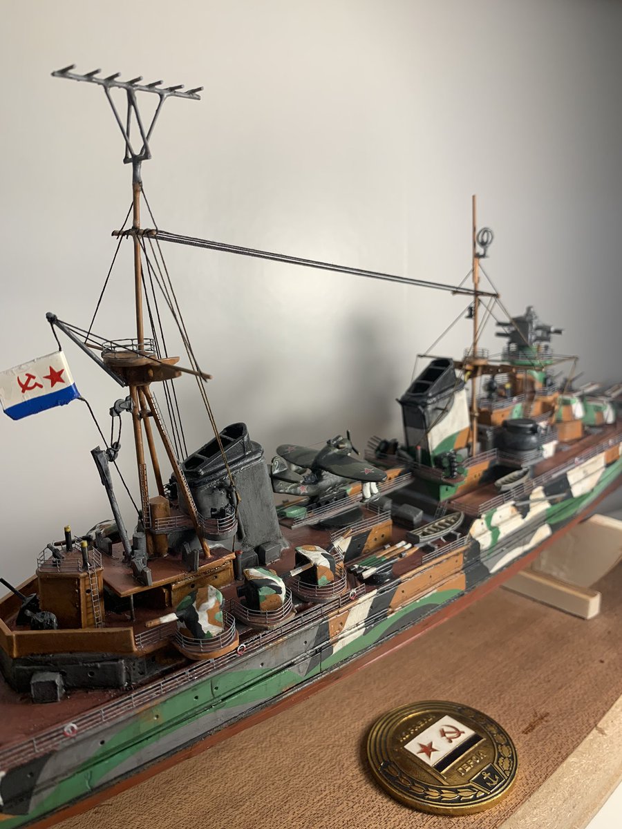 CptDallas202's tweet photo. @DramaWarship Here is my 1/350 scale model of ww2 Soviet cruiser Molotov. Made from scratch pretty much. You can’t purchase her in kit format. https://t.co/oJ6FgFx48w