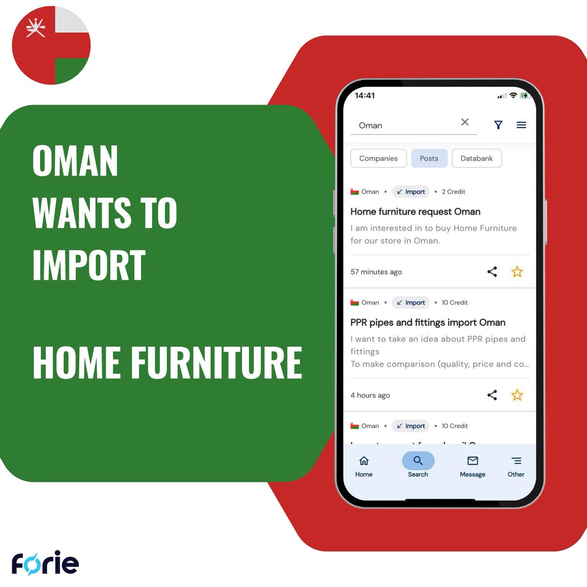 Foriecom's tweet photo. 🔍 Import Opportunity in Oman!

A business in Oman is keen on importing Home Furniture for their store. 🪑🛋

This presents a magnificent opportunity for home furniture suppliers to connect, collaborate, and cultivate a rewarding business relationship.

Join Forie, where every day unfolds new pathways to global trade success and business growth! 🌏🚀

https://t.co/OZRj63pmlT

#ImportOpportunity #HomeFurniture