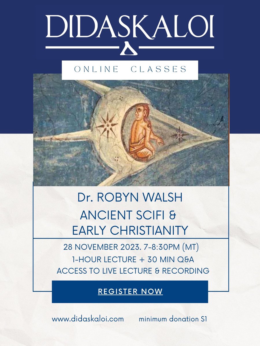 Up next for @DidaskaloiTeam is my talk on 'Ancient SciFi & Early Christianity' on Nov 28th!!! Register at didaskaloi.com or directly at didaskaloi.com/offers/ieukMxwM Expect a lot of Paul, philosophy, & Lucian. Feel free to let me know what else you'd like to discuss! 🤓