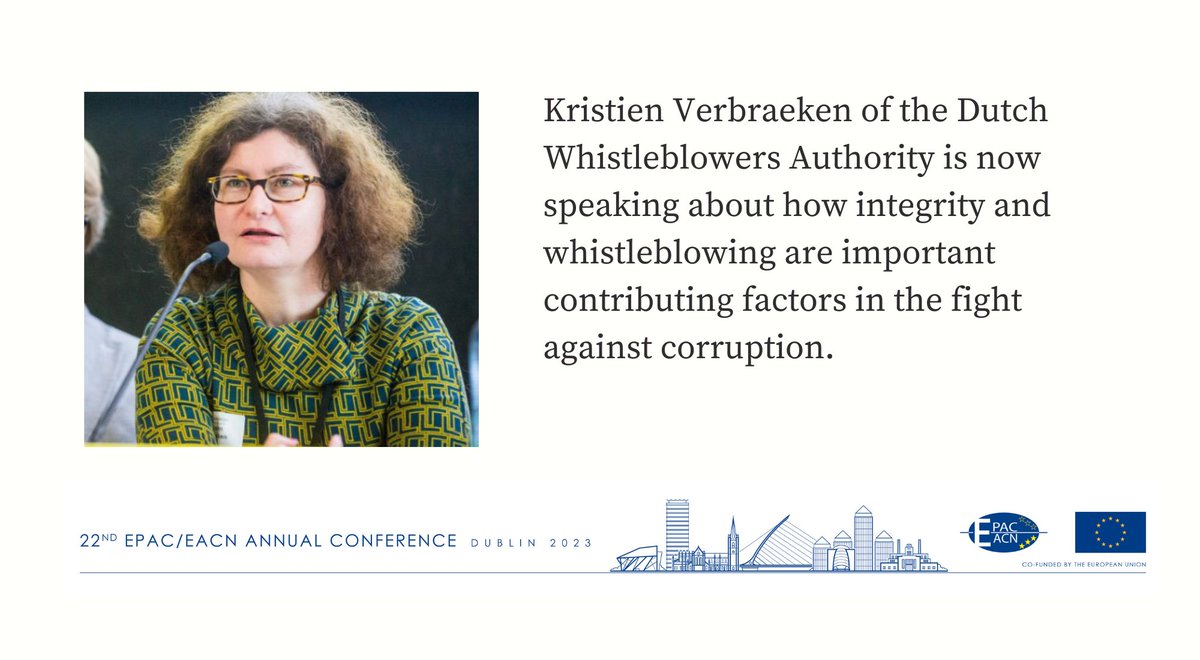 GardaOmbudsman's tweet image. Kristien Verbraeken of the Dutch Whistleblowers Authority is now speaking at #EPACEACN23