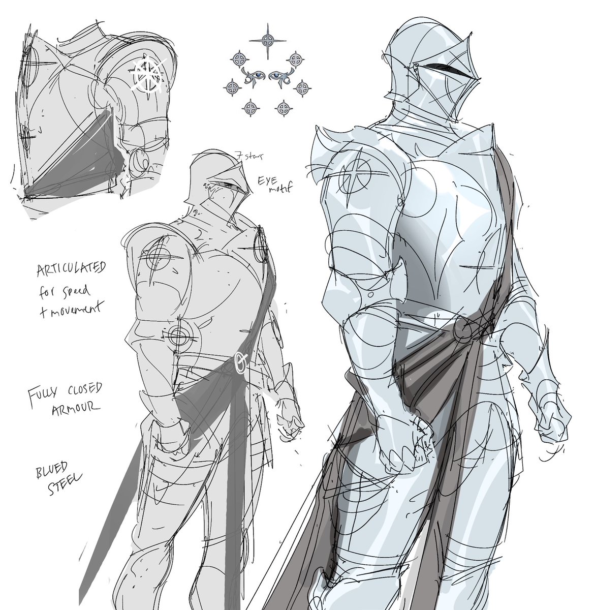 I think about characters in plate armour a lot.