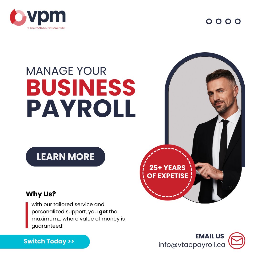 Optimize Your Business Payroll Management with our Tailored Services and Personalized Support. Experience Maximum Value for Your Money, Guaranteed!

Request A Custom Quote: vtacpayroll.ca/#/request-payr…

#VPM #PayrollSolutions #BusinessFinance
#MaximizeValue #TailoredServices