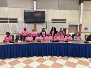 Attn Chimera Community:

October 30 saw the return of the Board Room for this latest Board Meeting. Board Members, along with the Superintendent's Cabinet, wore Pink to display solidarity for Breast Cancer Awareness Month.