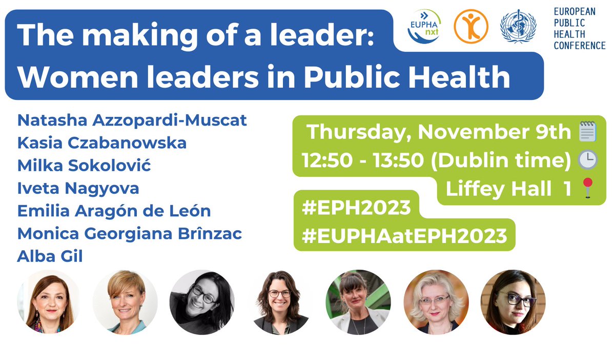 📣 Join us at the @EPHconference for a very important session on female leadership in public health! 🌟 Don't miss this opportunity to celebrate their achievements and hear inspiring stories of leaders shaping the future of public health in Europe and beyond. #EUPHAatEPH2023