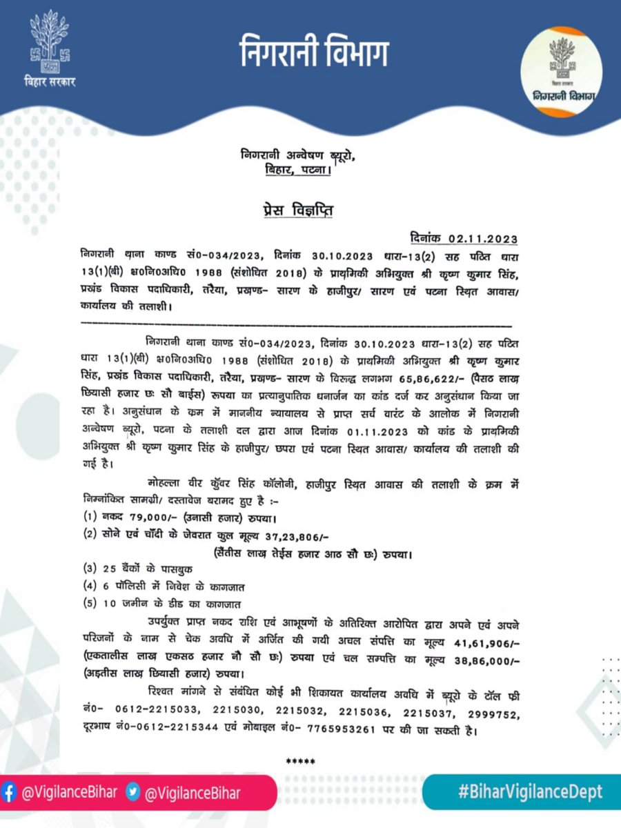 Vigilance Department Bihar tweet media